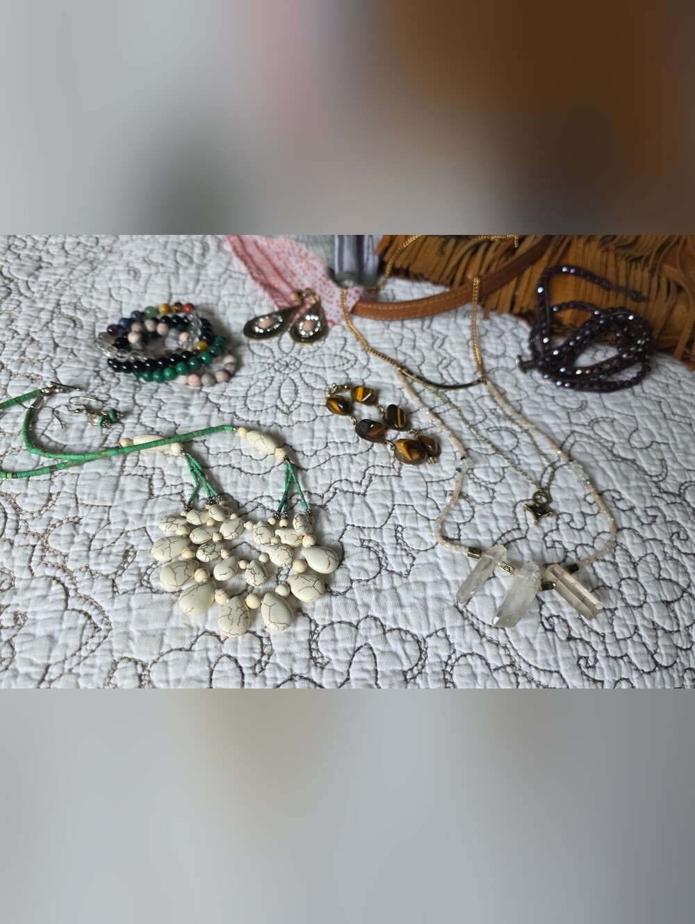 Boho Jewelry Bundle Shell Crystal Stone Bracelets Necklaces Earrings